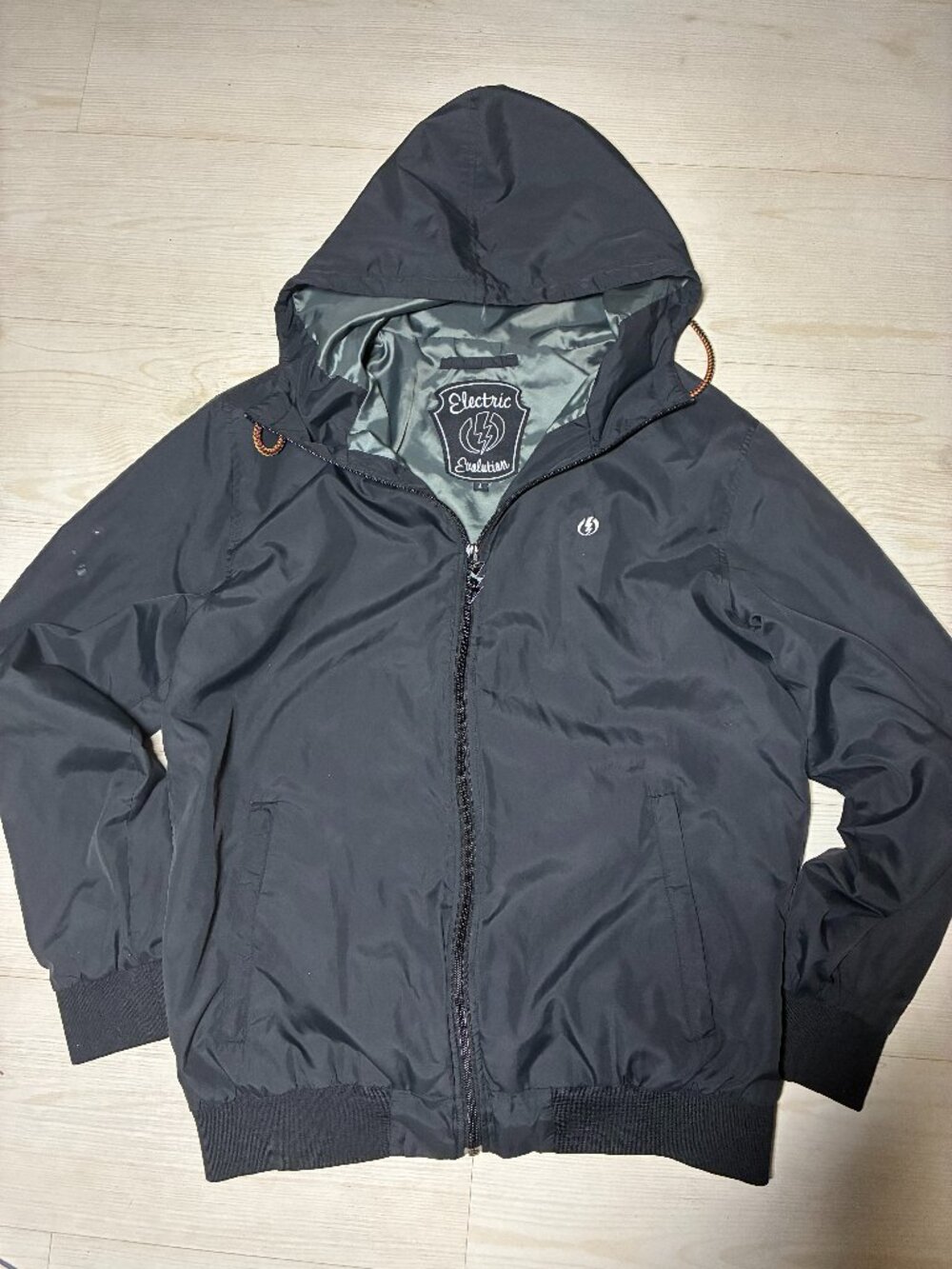 Electric Evolution Men’s Windbreaker Jacket Large Black Polyester Hooded